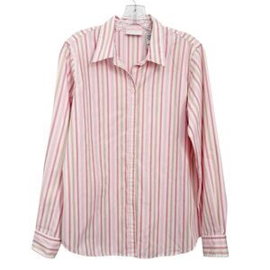 Liz Claiborne Pink Striped Button Down Top